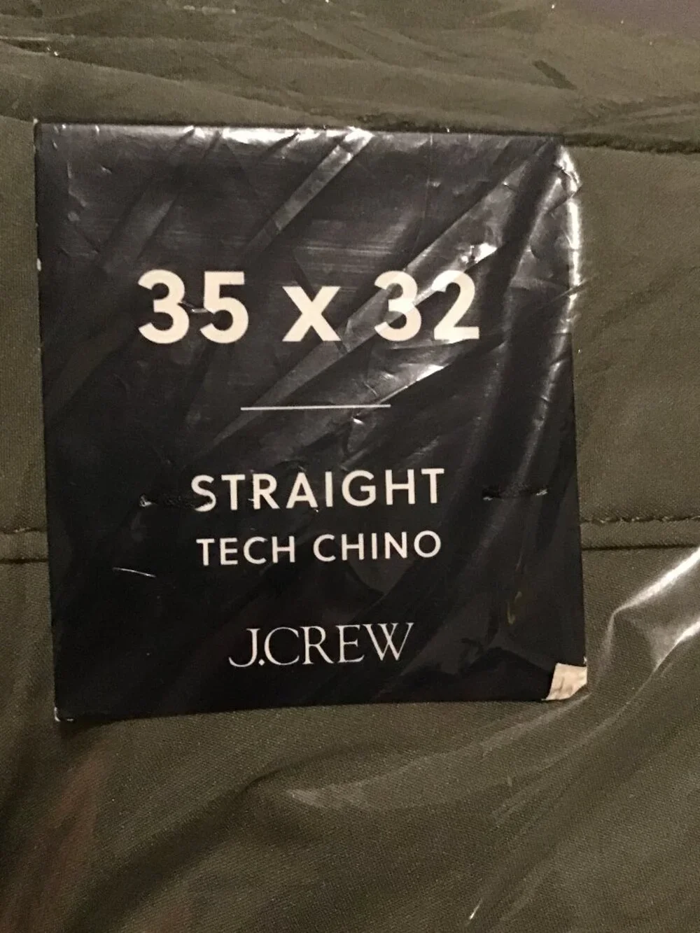 J.Crew Tech Chino Pants Men's 35x32 Olive Green Performance Stretch NWT